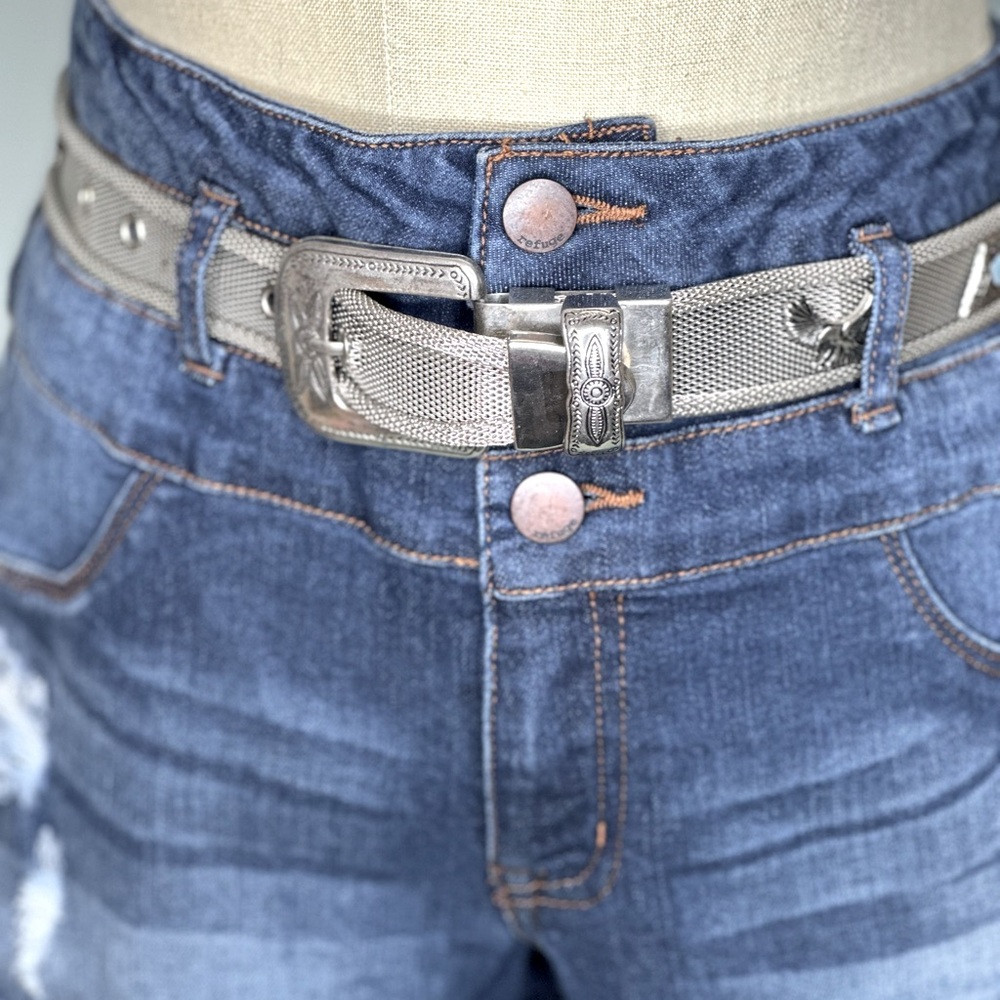 Silver Metallic Wide Belt
